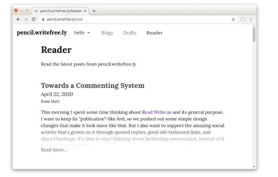 Baixe a ferramenta da web ou o aplicativo da web WriteFreely