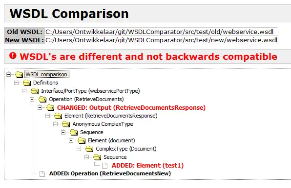 Web aracını veya web uygulamasını indirin WSDLComparator