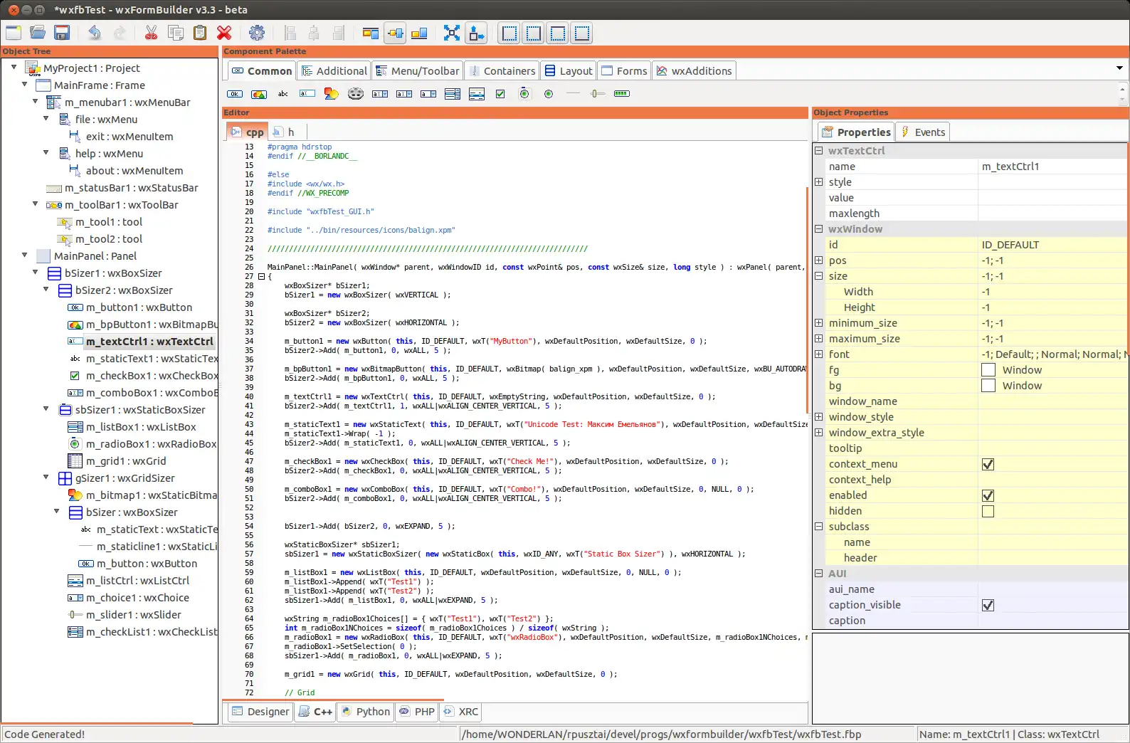 Scarica lo strumento web o l'app web wxFormBuilder