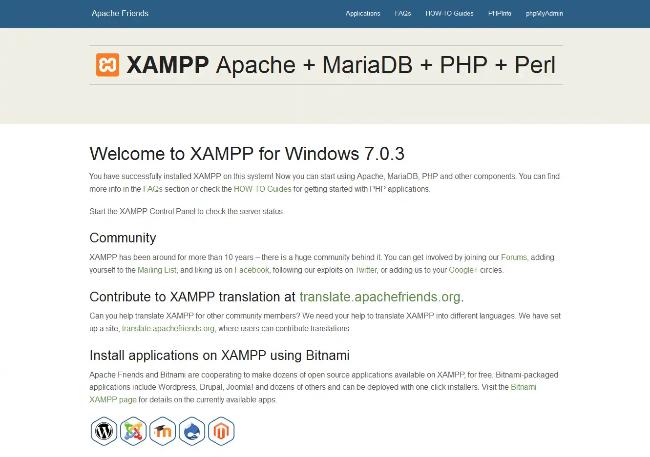 Download webtool of webapp XAMPP