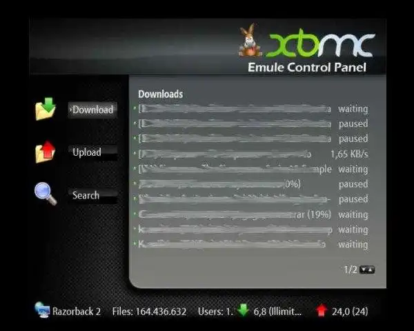 הורד את כלי האינטרנט או אפליקציית האינטרנט XBMC eMule לוח הבקרה