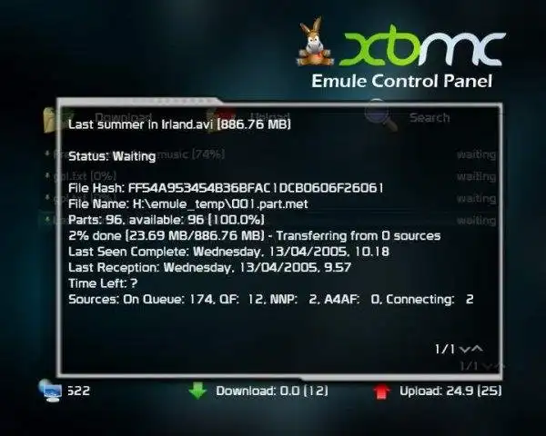 הורד את כלי האינטרנט או אפליקציית האינטרנט XBMC eMule לוח הבקרה