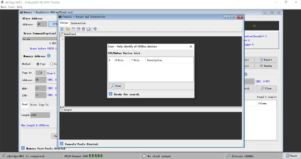 Baixe a ferramenta da web ou o aplicativo da web xBridge - I2C/SMBus GUI