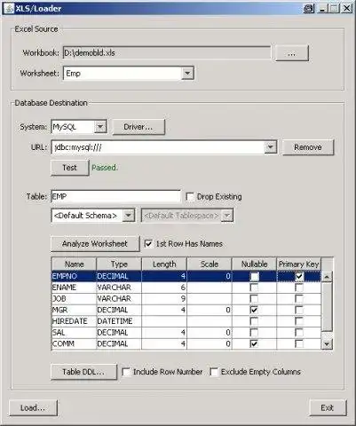 Download web tool or web app XLS/Loader