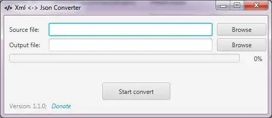 Download web tool or web app Xml2Json Converter