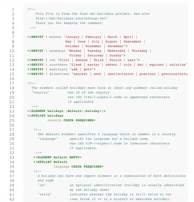 Télécharger l'outil Web ou l'application Web xml-holidays