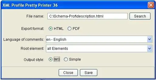 Download web tool or web app XML Schema Profile Pretty Printer