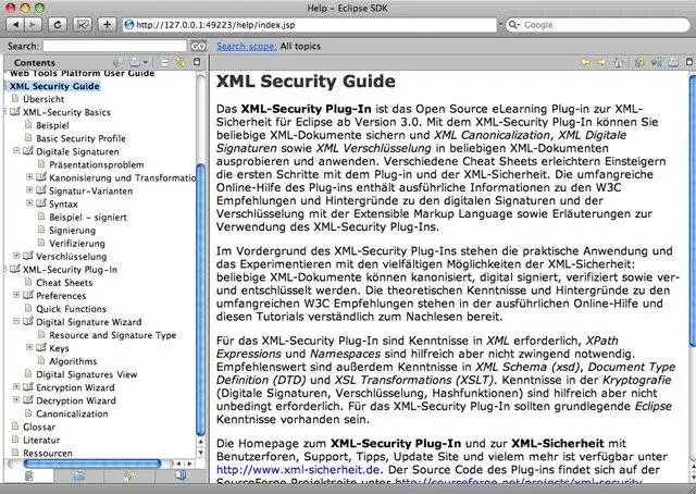 Download web tool or web app XML-Security Plug-In