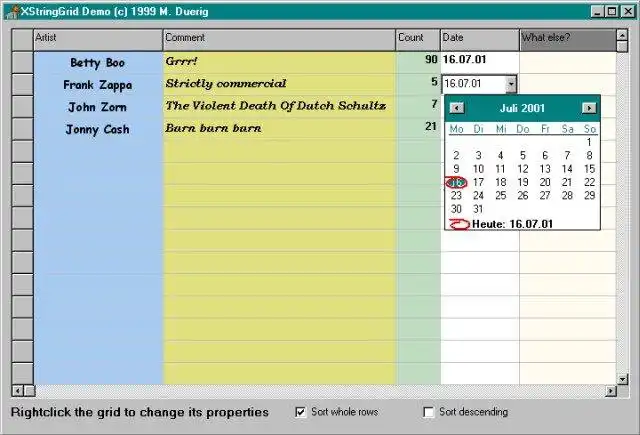 Download web tool or web app XStringGrid
