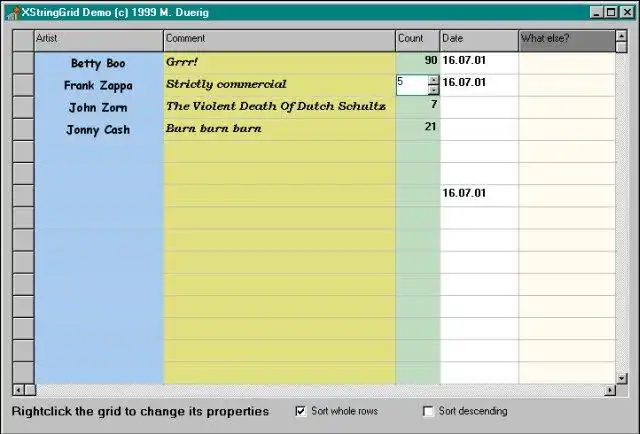 Download web tool or web app XStringGrid