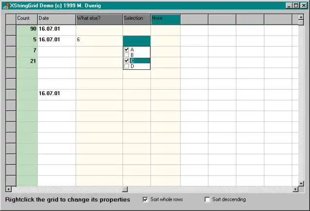 Download web tool or web app XStringGrid