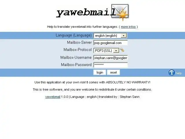 قم بتنزيل أداة الويب أو تطبيق الويب yawebmail - عميل بريد ويب آخر