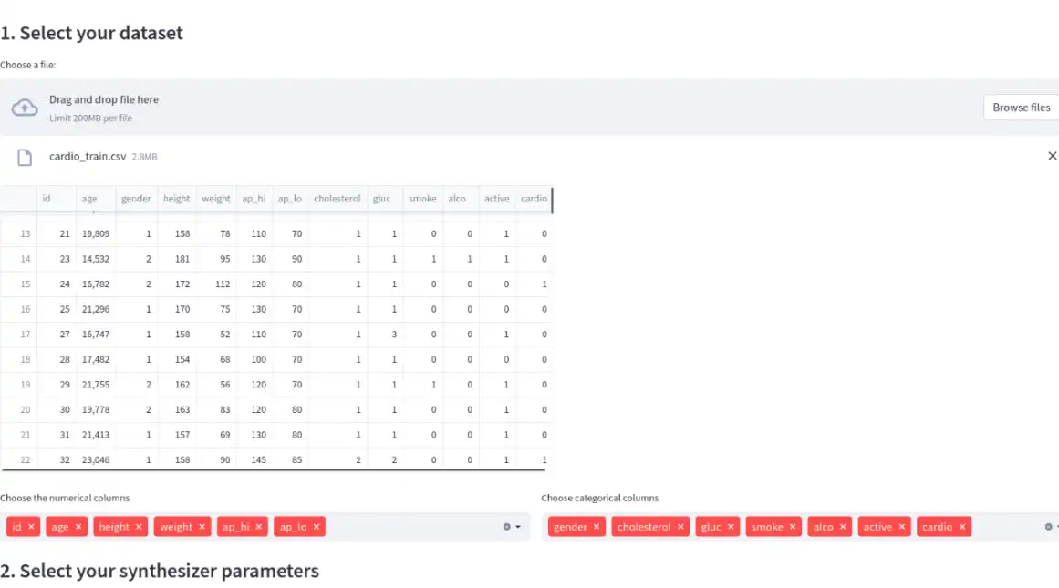 Unduh alat web atau aplikasi web YData Synthetic