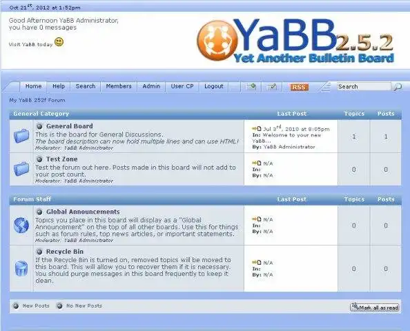 Scarica lo strumento web o l'app web Yet Another Bulletin Board (YaBB)