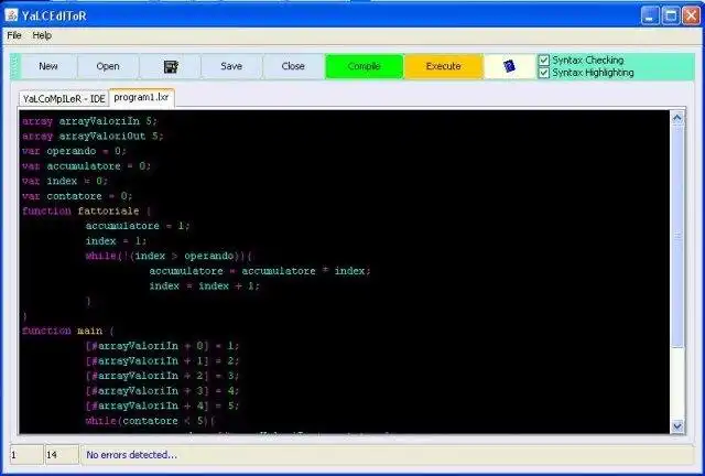 Muat turun alat web atau aplikasi web Yet Another Language Compiler