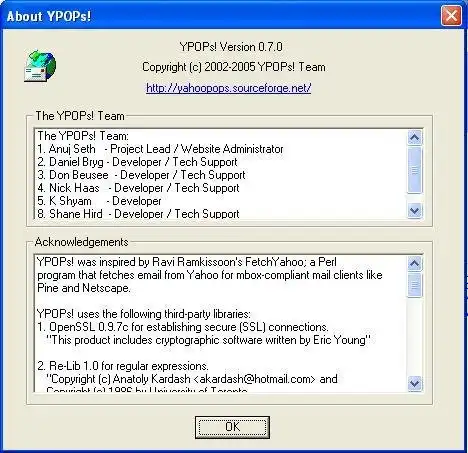 Download web tool or web app YPOPs! - POP3/SMTP Access to Yahoo