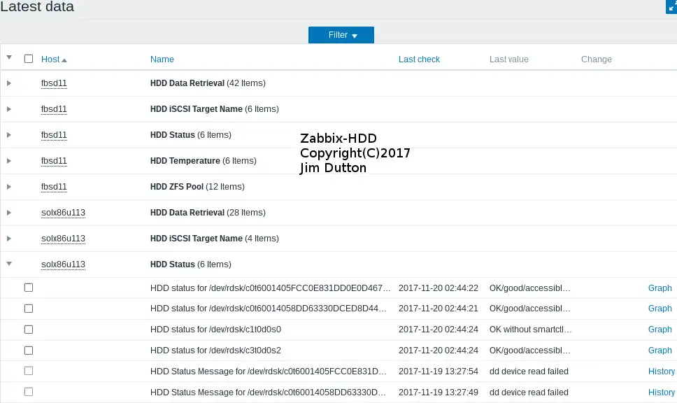 WebツールまたはWebアプリZabbix-HDDをダウンロード