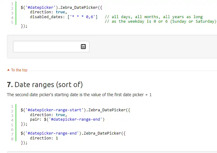 Descargue la herramienta web o aplicación web Zebra Datepicker