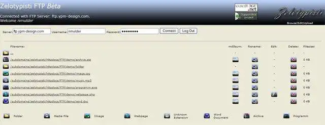 Muat turun alat web atau aplikasi web Zelotypisti FTP