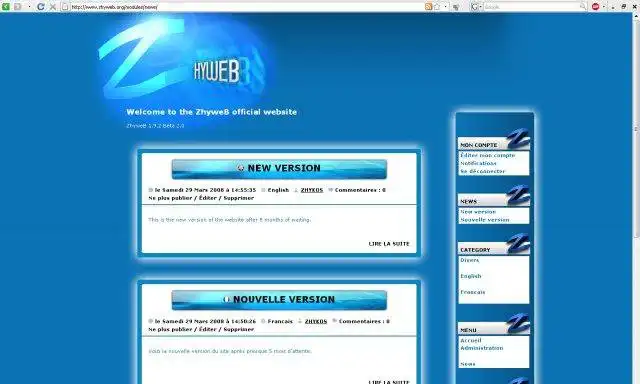 웹 도구 또는 웹 앱 ZhyweB를 다운로드하여 온라인에서 Linux에서 실행