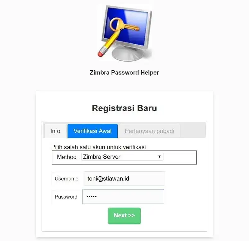 Scarica lo strumento web o l'app web Zimbra Password Helper