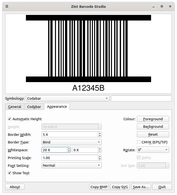 הורד כלי אינטרנט או אפליקציית אינטרנט Zint Barcode Generator