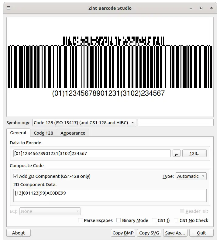 Загрузите веб-инструмент или веб-приложение Zint Barcode Generator