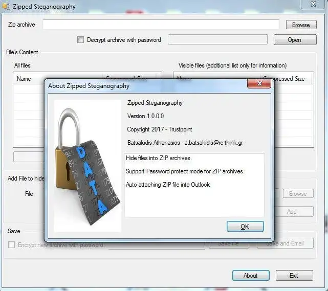 Download web tool or web app Zipped Steganography