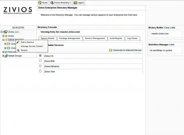 Завантажте веб-інструмент або веб-програму Zivios Open Source Enterprise Management