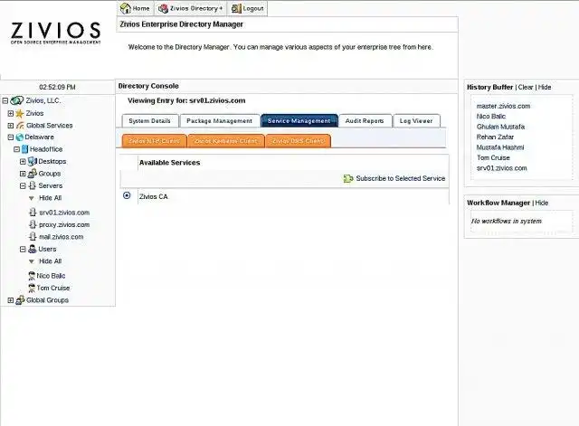 Загрузите веб-инструмент или веб-приложение Zivios Open Source Enterprise Management