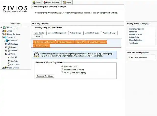 Загрузите веб-инструмент или веб-приложение Zivios Open Source Enterprise Management